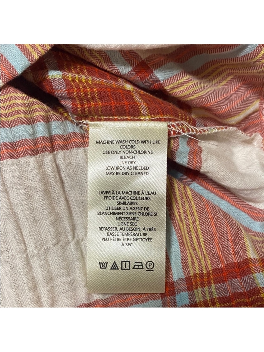Anthropologie Rust and White Plaid Ruffle-Sleeve Button Down - Picture 7 of 8